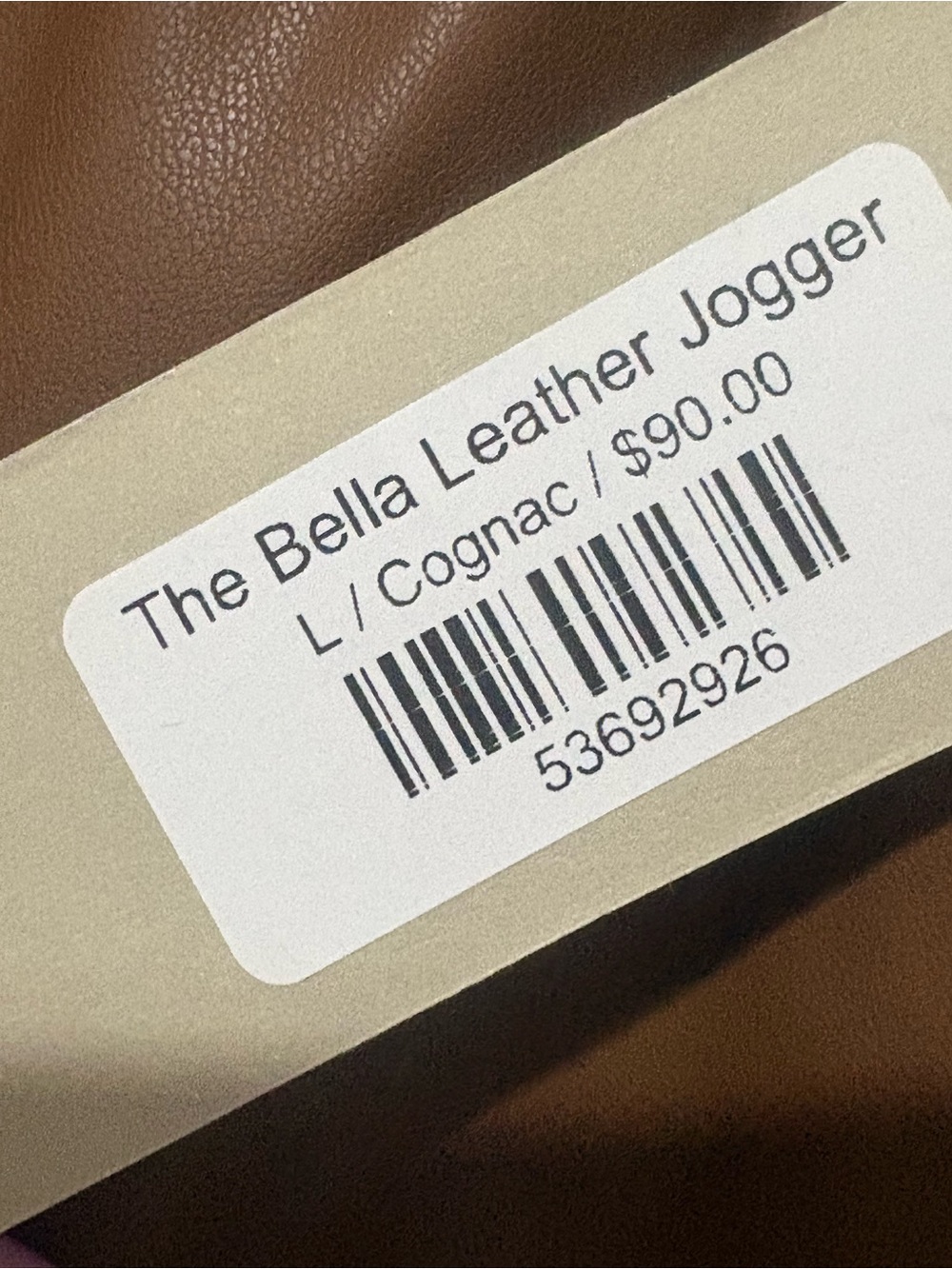 NWT RD Style Cognac Vegan Leather Jogger Pant Size Large - Picture 6 of 7